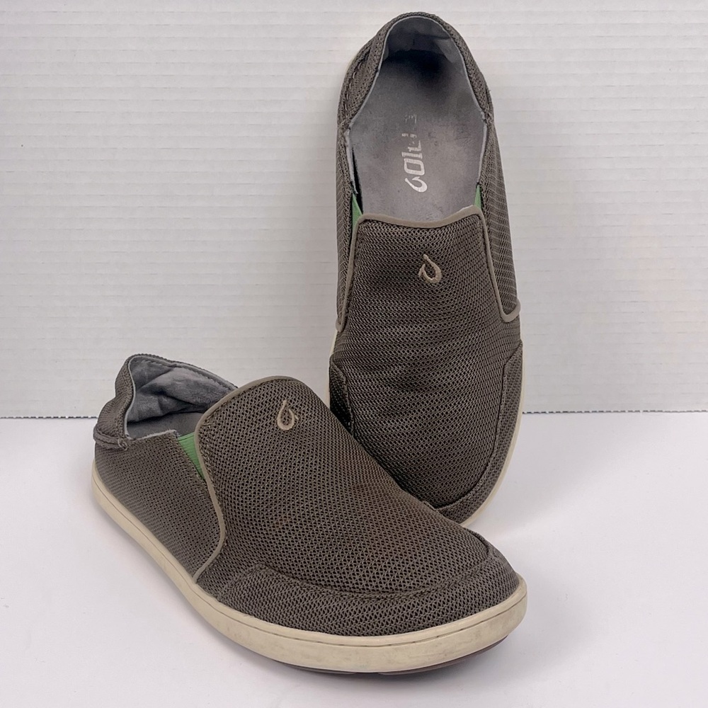 OLUKAI Nohea Mesh Men's Slip On Sneakers, Lightweight All-Weather Size 7 Brown